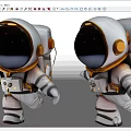 Astronaut Decorative Ornament Set With Cartoon Style White Spacesuit Orange Accents Running Pose