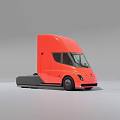 Red Tesla Semi Electric Truck With Streamlined Front Design And Modern Look