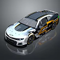 Chevrolet Race Car With Black Yellow Stripes And Streamlined Body Design