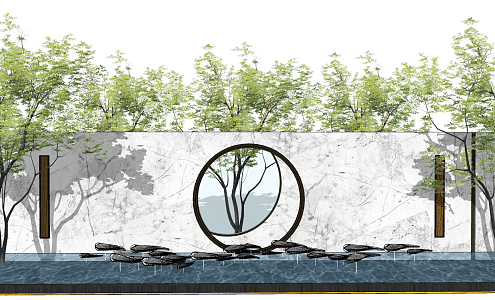 New Chinese style landscape wall 3d model