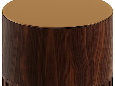 Round Wooden Side Table With Smooth Top And Natural Wood Grain Texture 3d model