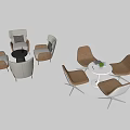 Modern Elegant Table and Chair Set With Neutral Tones and Sleek Design 3d model