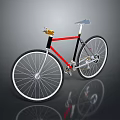 Modern Bicycle With Red Frame White Saddle Black Tires And Golden Handlebar