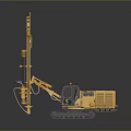 Yellow Crawler Utility Vehicle With Long Drill Bit Cab And Heavy Duty Tracks