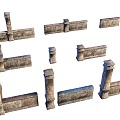 Ancient style stone balustrade European style fence medieval style European style fence 3d model