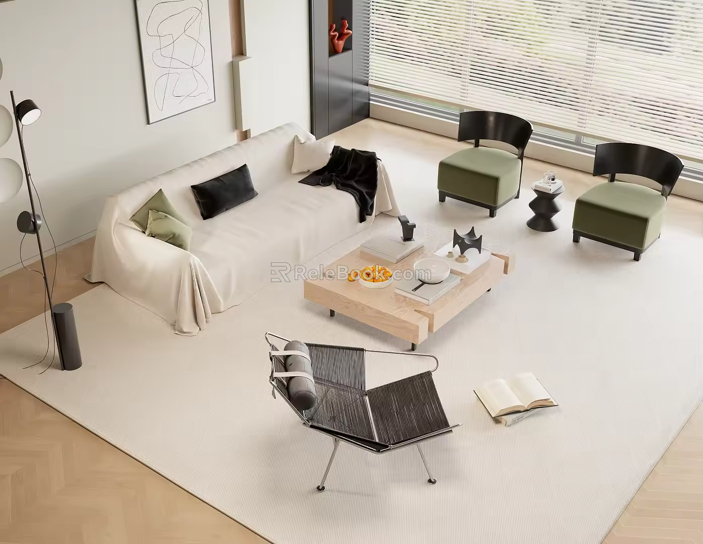 Modern Sofa Coffee Table Combination Cream Wind Combination Sofa Cream Combination Sofa 3d model