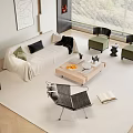 Modern Sofa Coffee Table Combination Cream Wind Combination Sofa Cream Combination Sofa 3d model