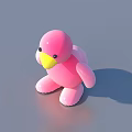 Cute Pink Plush Toy With Yellow Beak And Black Eyes For Children