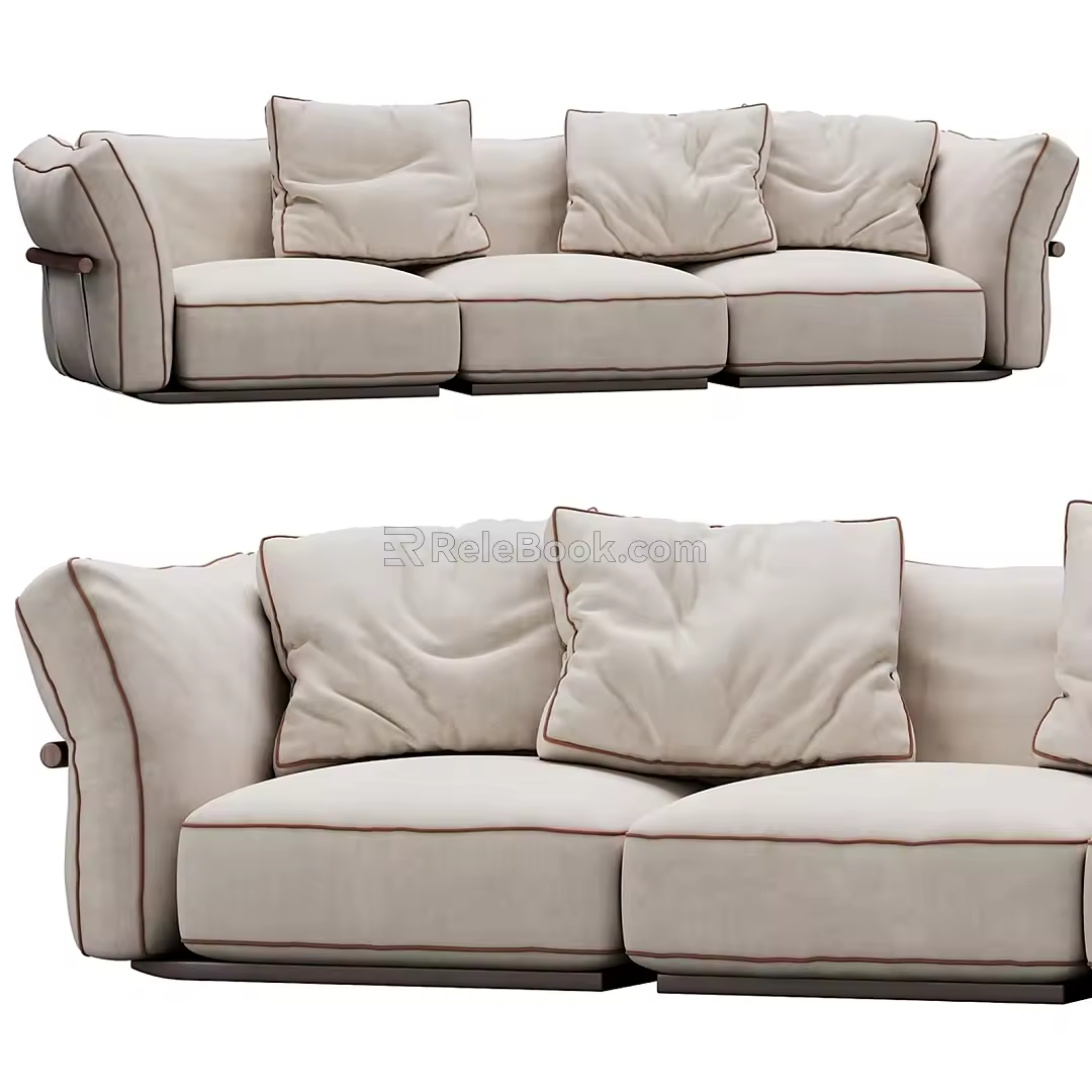 Flexform modern three-seat sofa 3d model