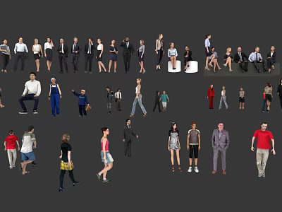 A group of people material 3d model