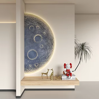 Modern Moon Lamp Half Moon Wall Lamp House Silent Wind Background Wall Moon Lamp Living Room Background Entrance Background 3d model