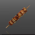 Delicious Juicy Grilled Meat Skewer With Charred Surface On Bamboo Stick