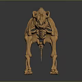 Orange Colored Animal Skeleton 3D Model With Detailed Bone Structure And Dark Background 3d model