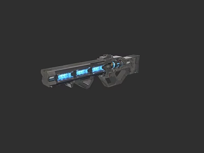 Advanced Futuristic Weapon With Blue Glowing Elements And Mechanical Structure Design 3d model