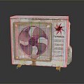 Rusty Haier Air Conditioner With Red Flower Decoration And Weathered Exterior