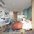 Modern Apartment With Open Kitchen Bedroom And Cozy Living Area