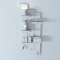 Nordic Wall Storage Rack Solid Wood Partition 3d model