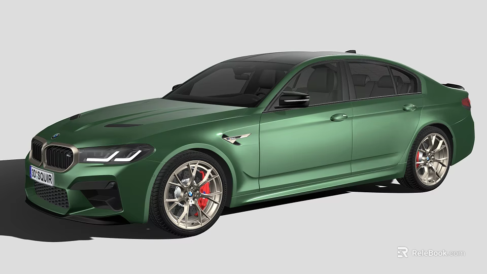 Green Sports Sedan With Aggressive Front Design Sleek Body And Alloy Wheels 3d model 