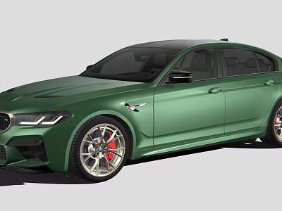Green Sports Sedan With Aggressive Front Design Sleek Body And Alloy Wheels 3d model