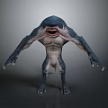 Ferocious Game Movie Character With Shark Like Head Sharp Teeth Muscular Body And Sharp Claws