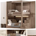 Modern Wooden Bunk Bed With Stairs Drawers Upholstered Headboard