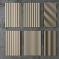 Six Beige Wall Panels With Various Textures And Striped Patterns On Grey Background