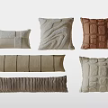 Textured Decorative Throw Pillows With Various Patterns Different Shapes And Neutral Tones 3d model