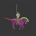 Purple Transparent Horse Shaped Furniture Decor With Armored Figurine And Spear