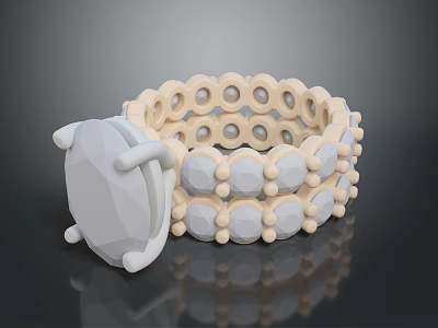 Stylish Modern Geometric Bracelet Featuring Beige White Circular Polygonal Beads 3d model