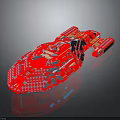 Red And Blue Cosmic Spaceship 3D Model Showcasing Detailed Aerospace Structure And Modern Design