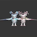 Game and Movie Fantasy Characters with Colorful Wings Horns and Flower Decorations