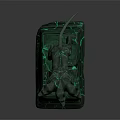 Mythical Horned Canine Creatures With Green Eyes Standing On Green Cracked Pedestal