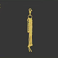Stylish Keychain Accessory With Braided Metal Chain And Orange Tassels For Daily Use