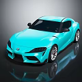 Blue Toyota Sports Car With Sleek Modern Exterior And Reflective Surface
