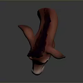 3D Brown Horse Head Model With Dark Mane Erect Ears And Open Mouth