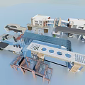 Modern Architectural Entrance Gate 3D Models with Various Designs Roofs and Structures