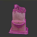 Lion Statue Lying On Top Of Stone Fountain With Basin And Base