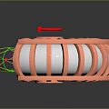 Copper Colored Spiral Technical Equipment With Central Red Cylinder And Glowing Green Yellow Lines
