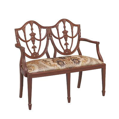 Classic Two Seater Sofa With Carved Wooden Frame And Ornate Fabric Upholstery 3d model