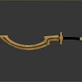 Ornate Golden Scimitar Weapon Featuring Curved Blade And Black Handle Design