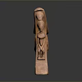 Traditional Hand Carved Wooden Stool With Human Figure Supports Intricate Patterns And Cultural Art Design