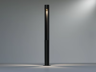 Public Facility Black Street Light With Modern Design Illuminated And Shadow Effect at Base 3d model