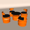 Orange Barrel Shaped Chairs With Black Round Table Supreme Logo Table And Chair Set