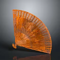 Wooden Fan Sculpture Carving With Intricate Openwork Patterns And Artistic Design