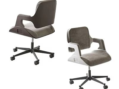 Ergonomic Modern Office Chair With Soft Gray Velvet Upholstery Adjustable Armrests And Swivel Casters 3d model