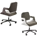 Ergonomic Modern Office Chair With Soft Gray Velvet Upholstery Adjustable Armrests And Swivel Casters