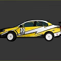 Yellow And Black Racing Car With Rear Spoiler Number 30 And Koni Logo
