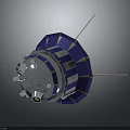 Blue And Silver Satellite With Antenna And Metallic Structure For Space Exploration 3d model
