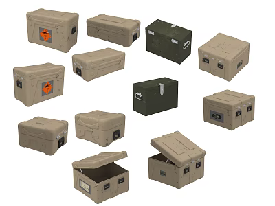 Industrial Equipment Storage Cases With Multiple Sizes Colors And Open Closed Designs 3d model