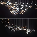 Modern Leaf Shaped Chandelier Design With Metallic Finish And Hanging Lights For Contemporary Interior Decor